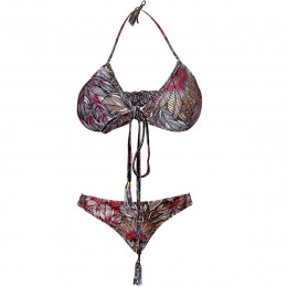 Biquíni La Bamba Tropical Chic Cinza e Rosa