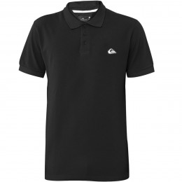 Camisa Polo Quiksilver Embroidery Piquet Preta Logo Cinza